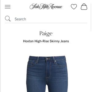 Paige Hoxton High Rise Dark Wash Skinny Jeans